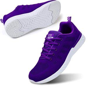 Purple Walking Shoes for Women Casual Lace Up Lightweight Tennis Running Shoes